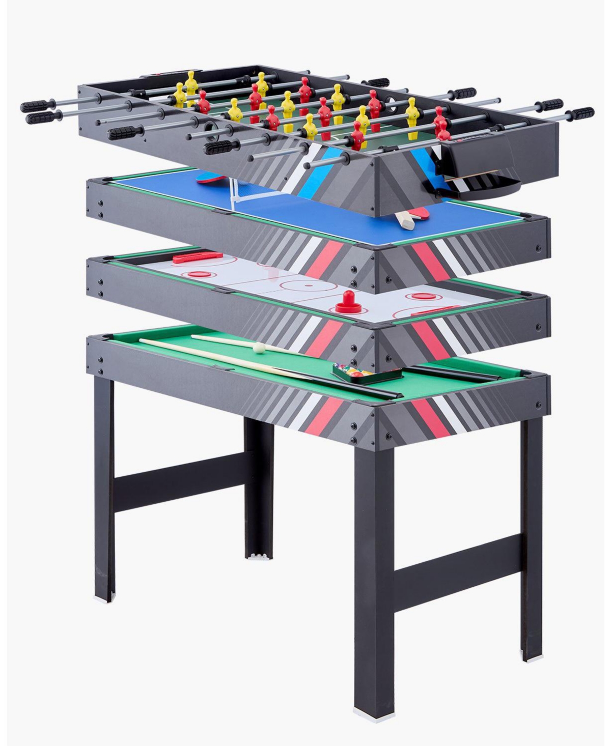 Mecale 4-in-1 Combo Game Table, 48" Air Hockey, Pool, Foosball and Ping Pong Multi-Game Table for Family Game Rooms