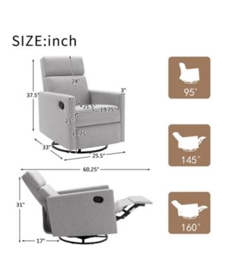 Modern Upholstered Rocker Nursery Chair Plush Seating Glider Swivel Recliner Chair