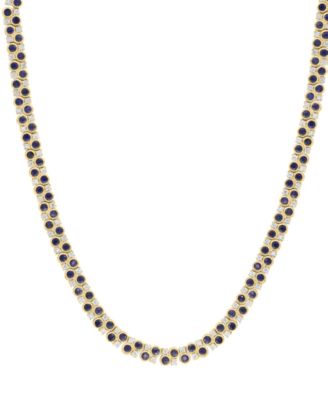 Sapphire (8-1/3 ct. t.w.) & Diamond (1/2 ct. t.w.) Necklace in Gold Over Silver