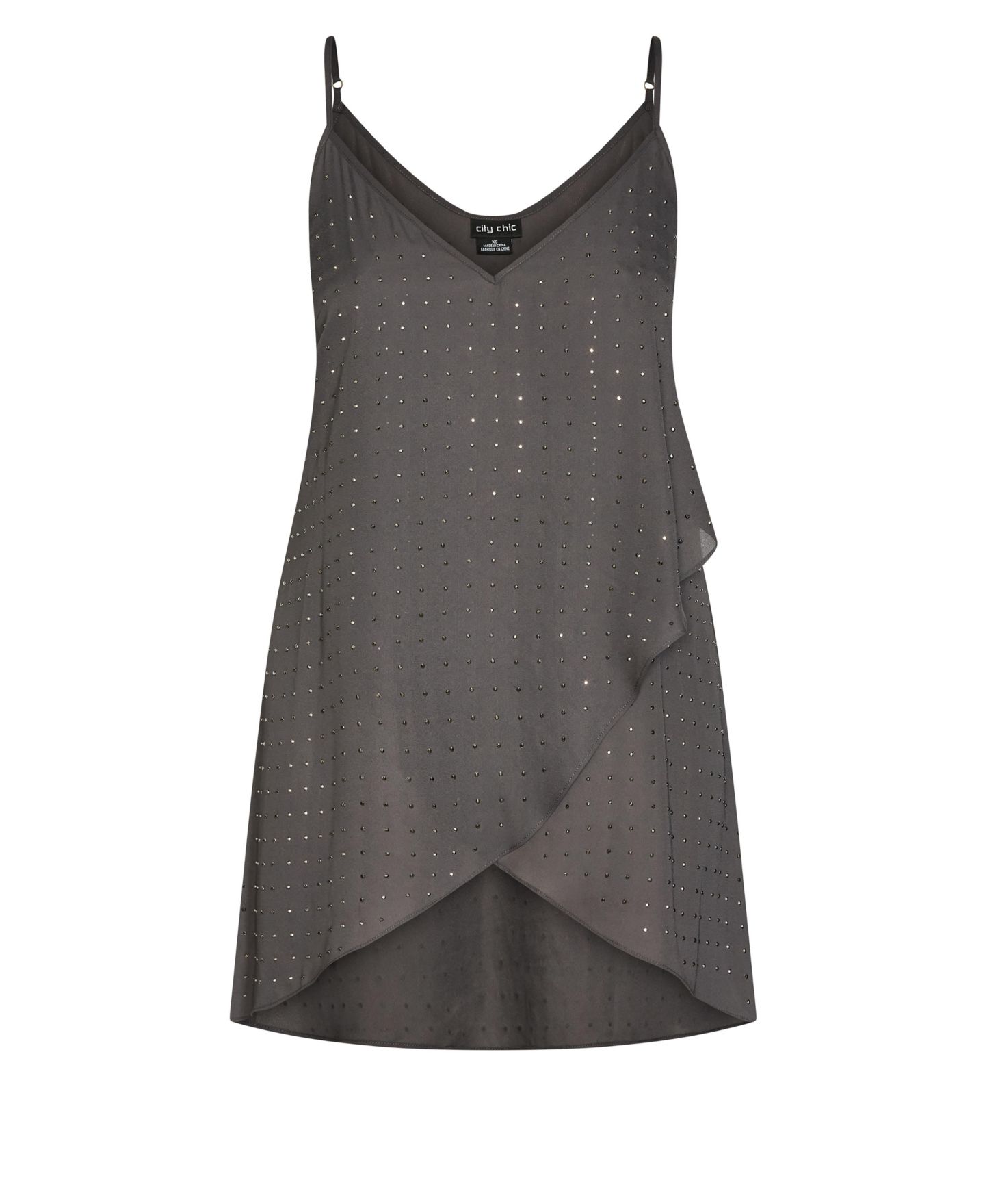 Женский топ CITY CHIC Plus Size Hi Lo Shine, цвет: Серый — фото 4