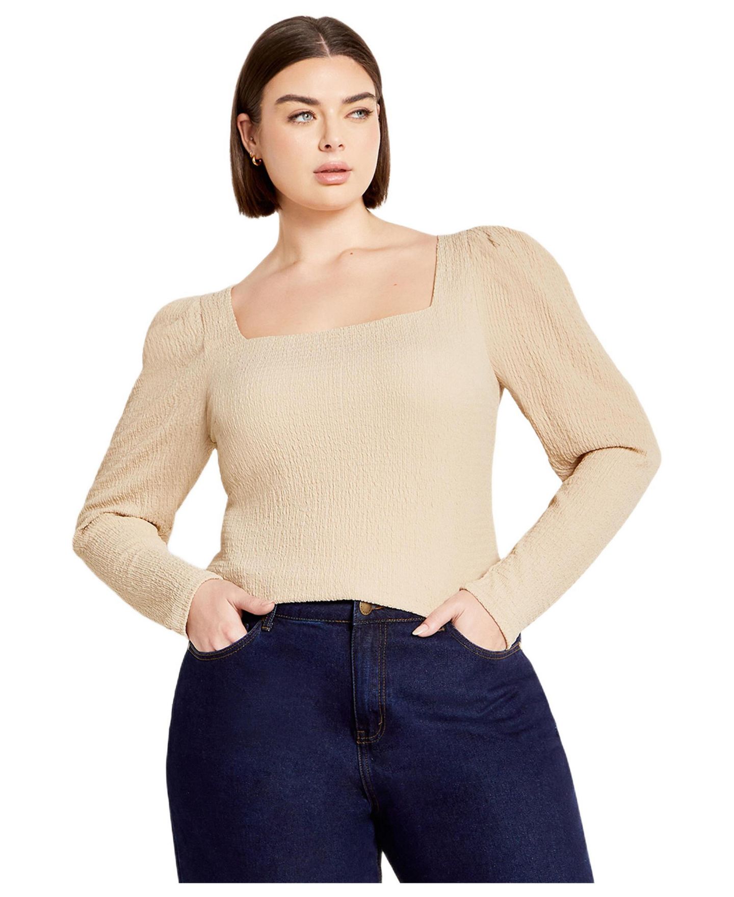 Женский топ CITY CHIC Plus Size Mysteria, цвет: Кремовый — фото 1