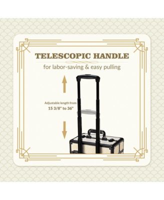 Rolling Makeup Train Case on Wheels Cosmetic Trolley Art Deco Pastel