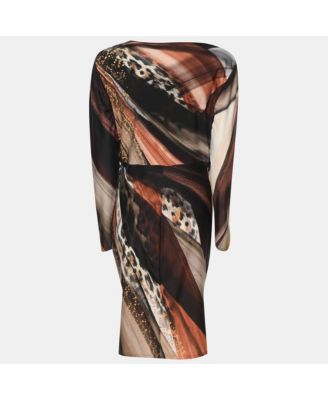 Women's Stretch Crepe Piercing Draped Midi Dress