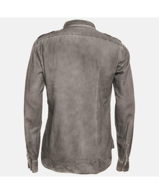 Men's Grey Faded Denim Long Sleeve Shirt