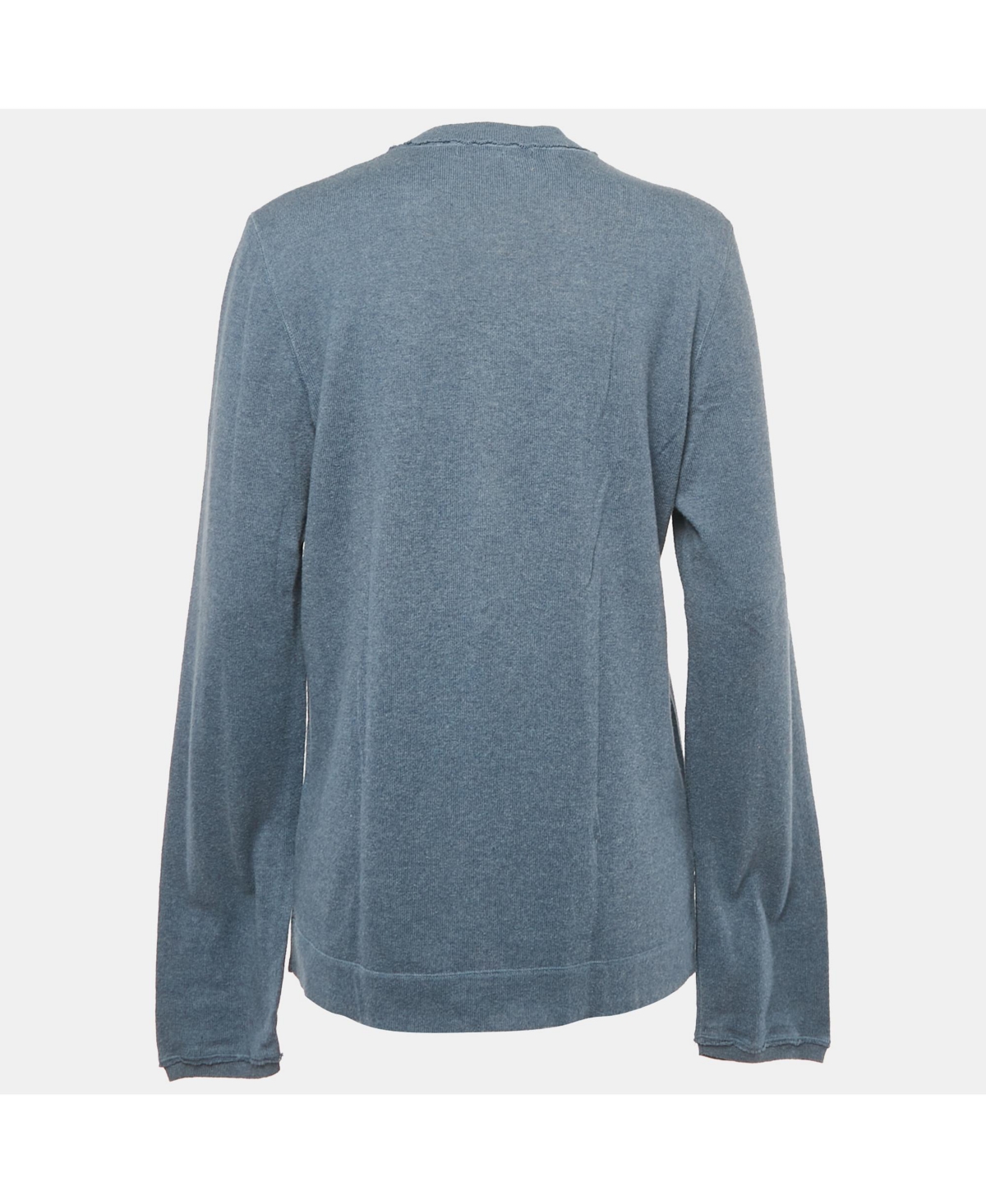 Pre-Owned Dolce & Gabbana Men's Blue Cotton Knit Crew Neck Long Sleeve Sweatshirt