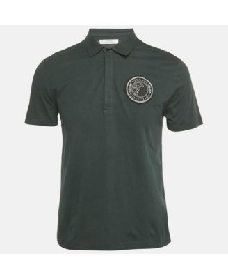 Men's Collection Green Logo Applique Detail Cotton Polo T-Shirt