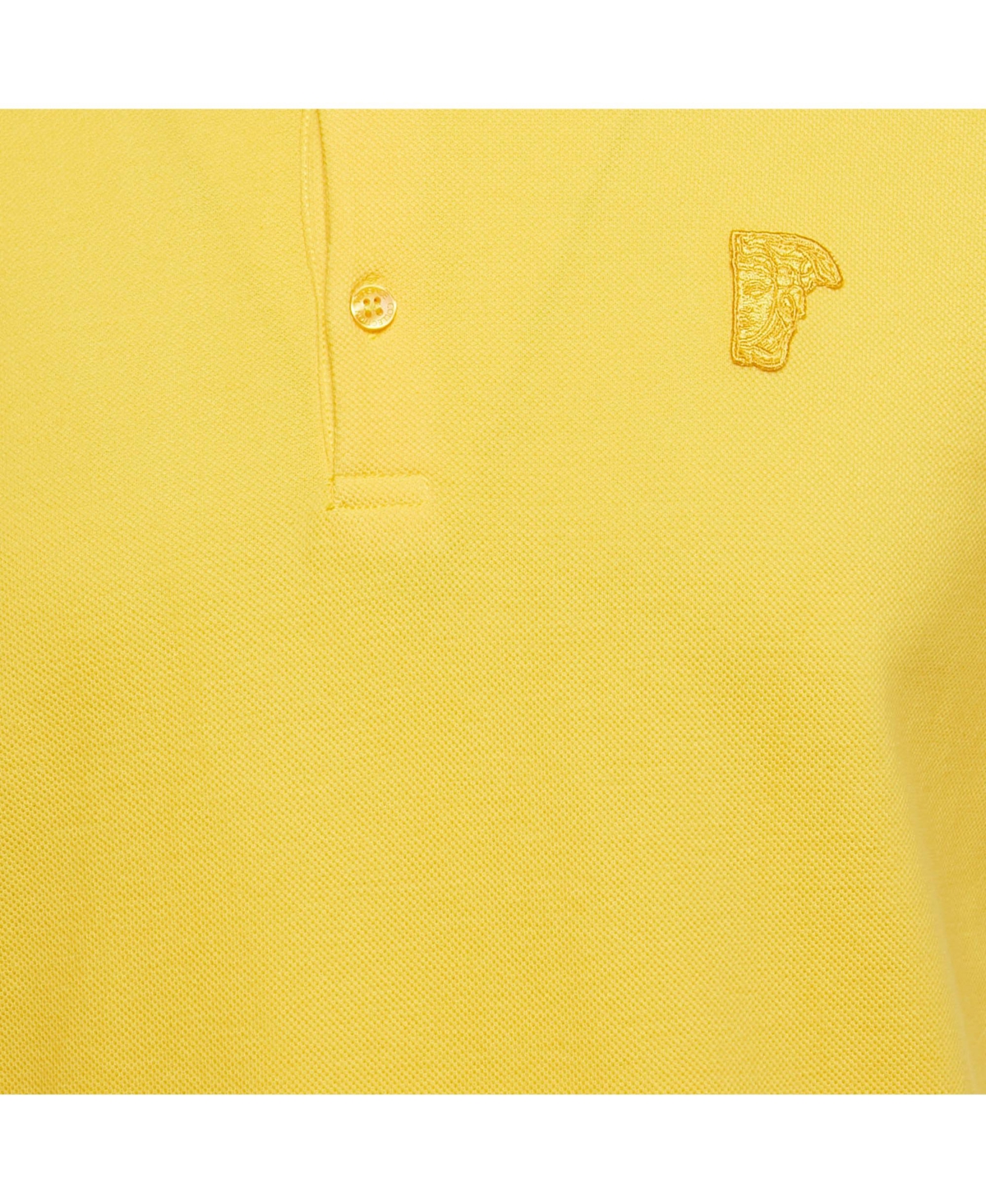 Pre-Owned Versace Men's Collection Yellow Medusa Applique Detail Cotton Polo T-Shirt