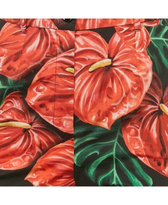 Women's Anthurium Print Cotton Trousers