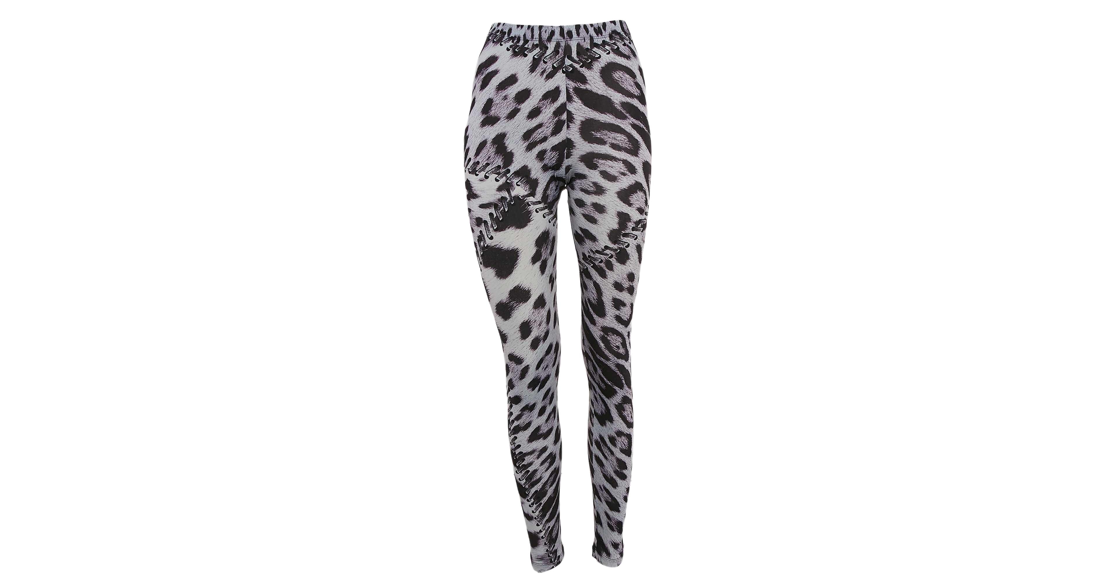Pre-Owned Roberto Cavalli Women's Blue Leopard Print Jersey Leggings