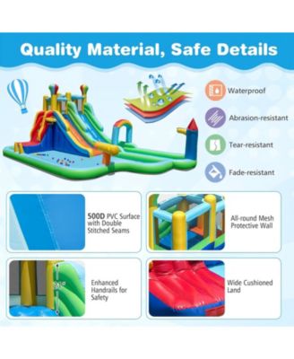 Inflatable Water Slide Park With Dual Slides Climbing Wall And Basketball Hoop