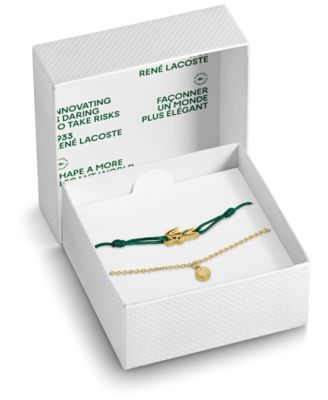 Crocodile Gold-Plated Stainless Steel and Green Nylon Cord Bracelets Gift Set