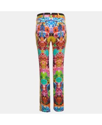 Women's Multicolor Floral Print Silk Trousers