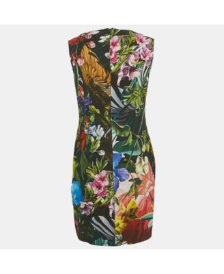 Women's Green Tropical Print Jersey Mini Dress