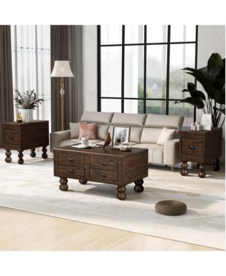 Vintage Solid Wood End Table Narrow Rectangle Drawer Nightstand