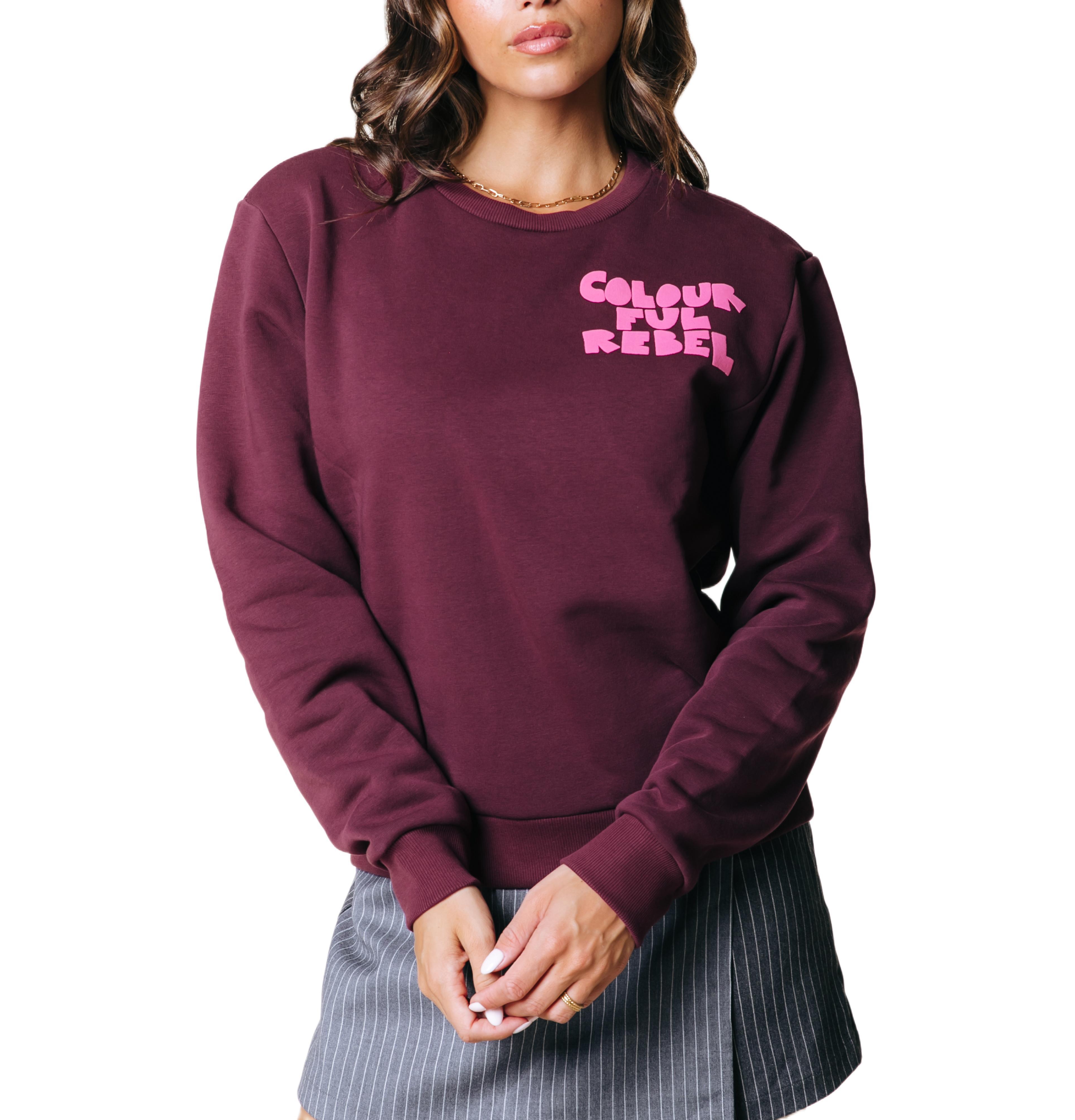 Colourful Rebel Women's Logo Wave Puff Relaxed Sweat Port Red