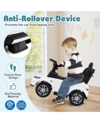 3 In 1 Land Rover Ride On Push Car For Kids With Handle Storage And Canopy