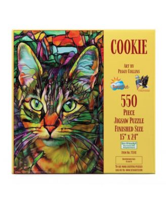 Cookie Stained Glass Cat 550 piece Jigsaw Puzzle for Adults