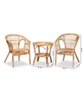 Alleta 3-Pc. Rattan Bohemian Living Room Set