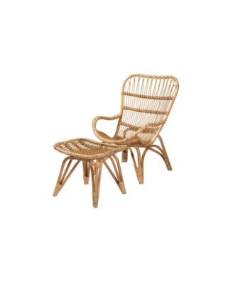 Boxton Studio Earvin 2-Pc. Rattan Bohemian Armchair and Footstool Set