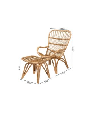 Boxton Studio Earvin 2-Pc. Rattan Bohemian Armchair and Footstool Set