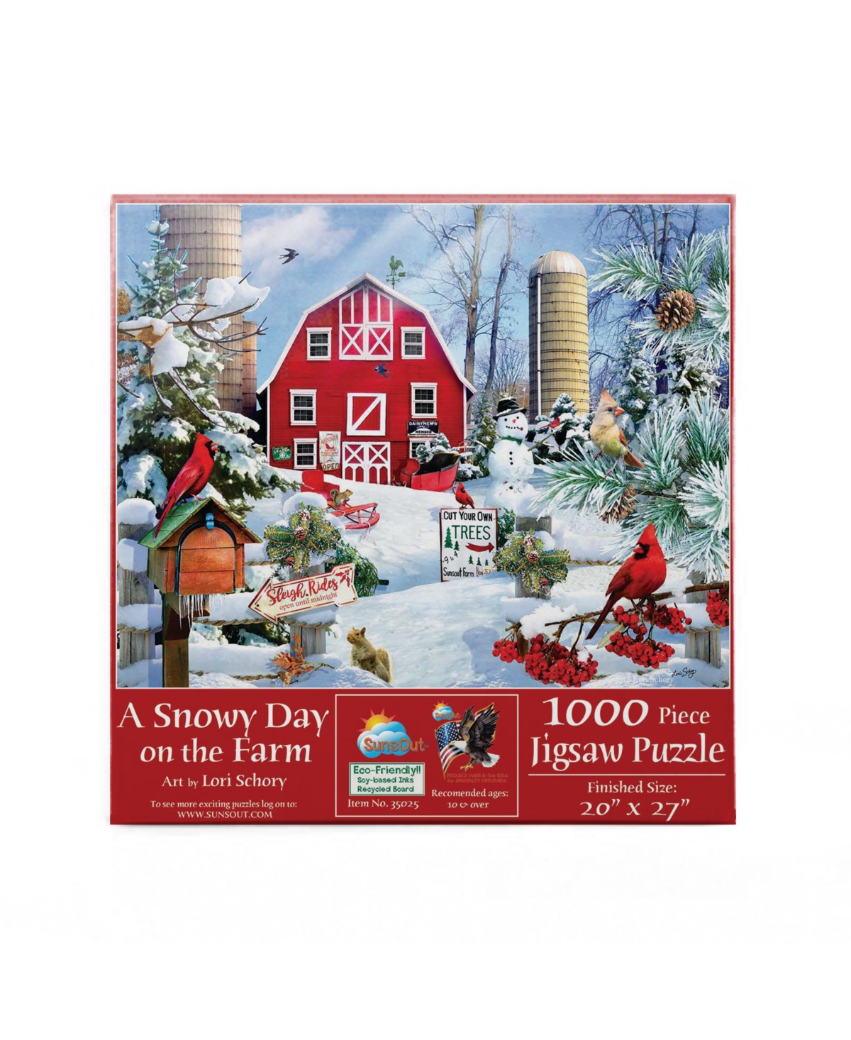 SunsOut A Snowy Day on the Farm 1000 piece Jigsaw Puzzle for Adults Christmas
