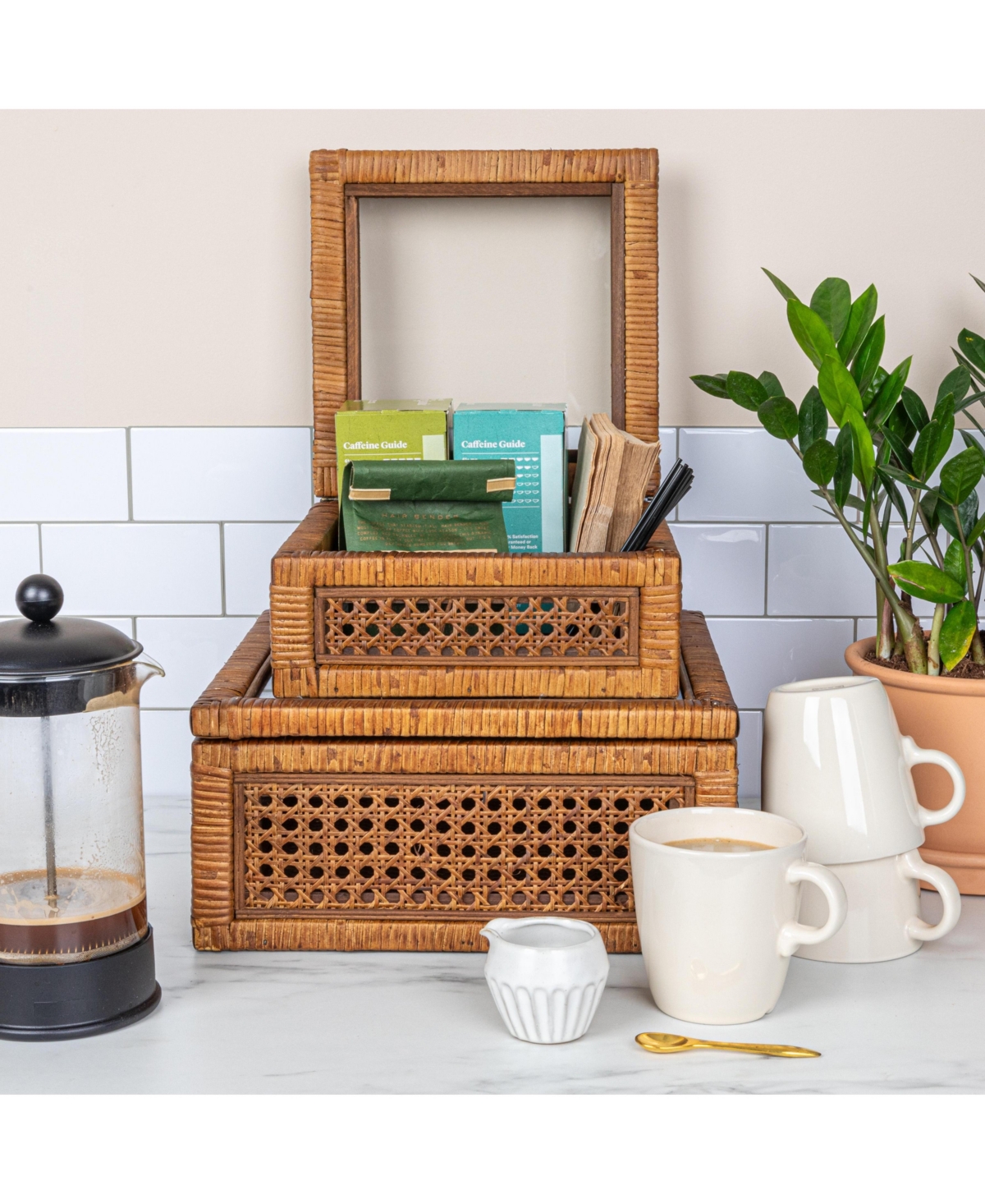 Storied Home Set of 2 Sizes Modern Decorative Rectangle Display Boxes with Glass Top