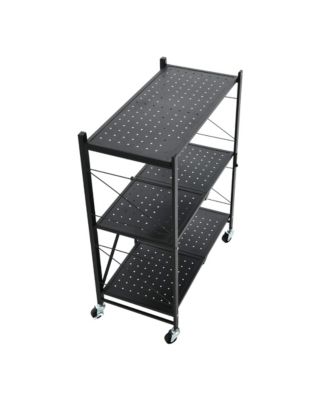 Metal 3-Tier Foldable Utility Rack, Black