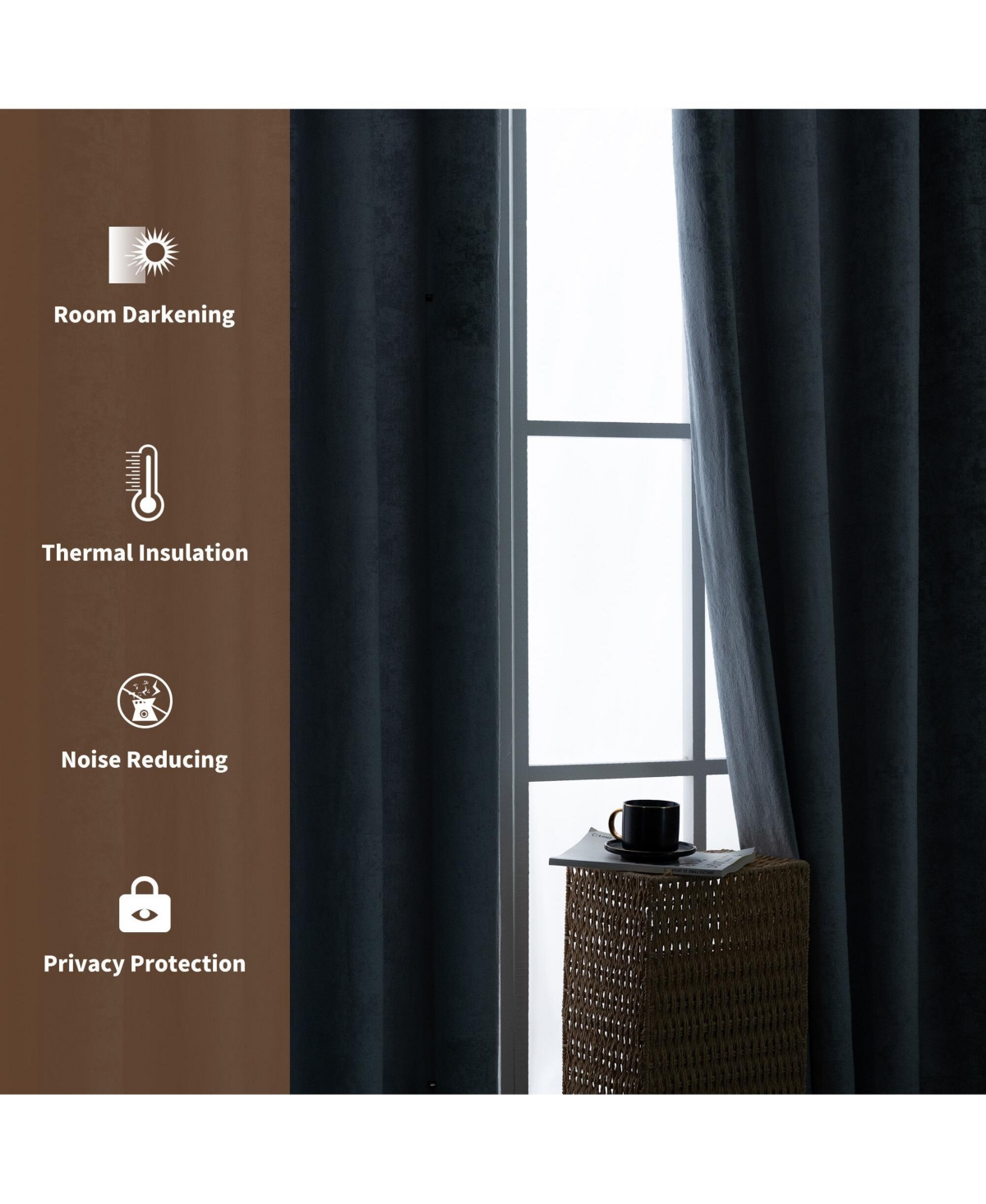 Awesome Home Fleece Textured Light Filtering Grommet Curtains Pair