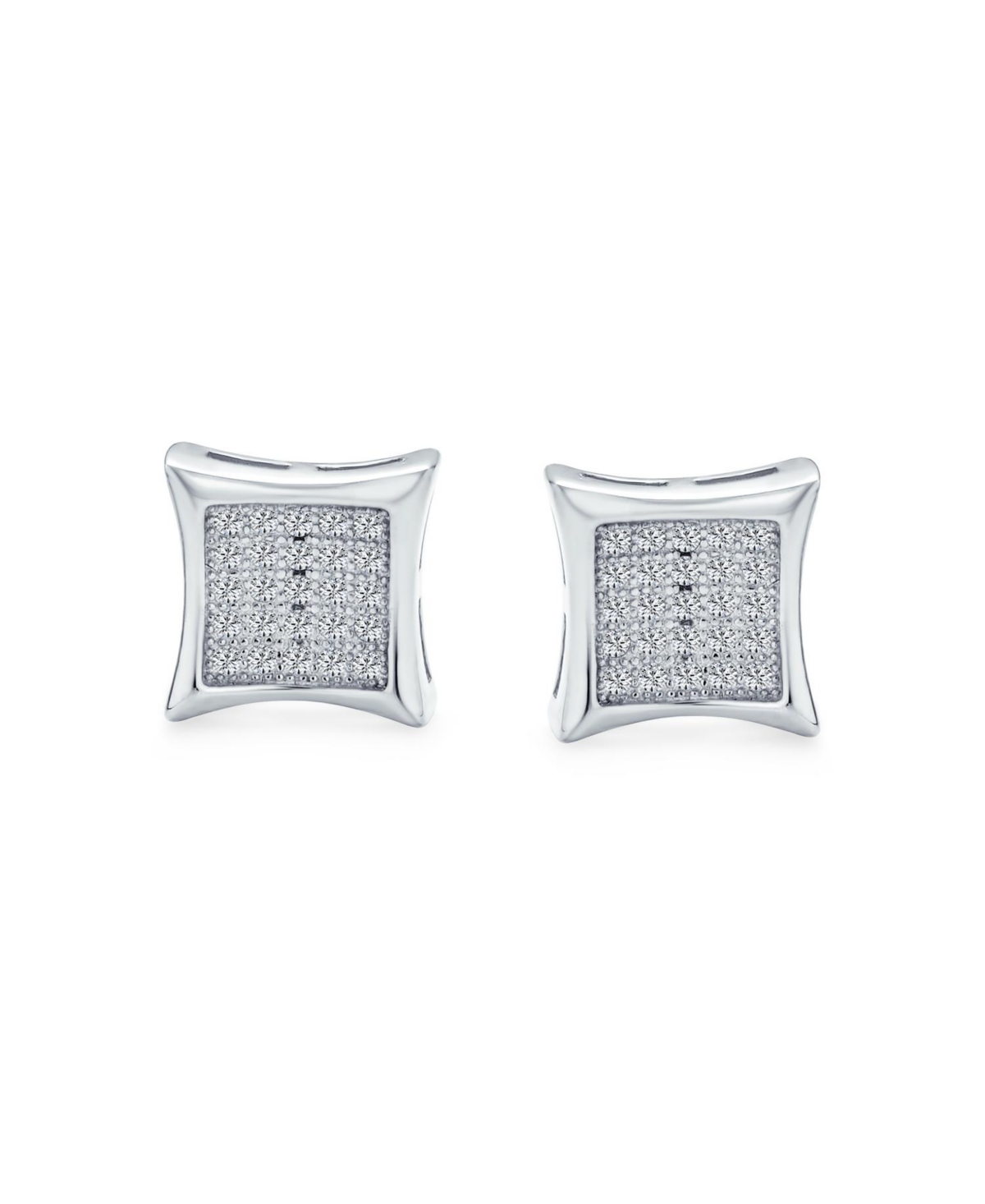 Bling Jewelry Classic Set of 2 Square Shaped Cz Cubic Zirconia Stud Earrings Gold Plated Sterling Silver