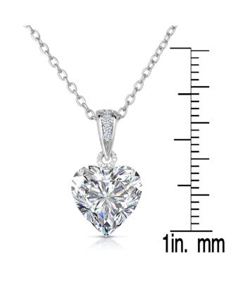 Women's Sterling Silver White Cubic Zirconia Heart-shape Necklace