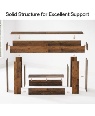 63" Console Table, Farmhouse 2-Tier Entryway Table with U-Shaped Base, Mix Brown