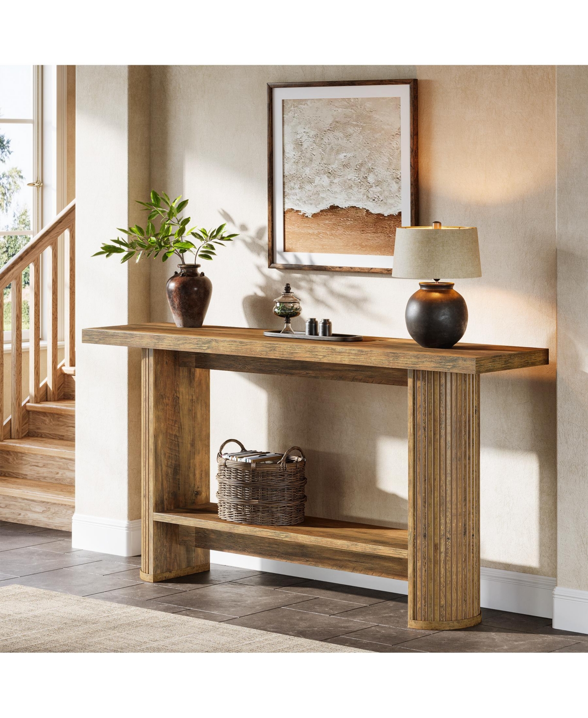 Tribesigns 55-Inch Modern Console Table, Narrow Sofa Table for Hallway, Wooden Entrance Table