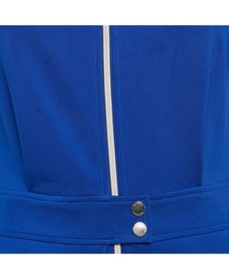 Blue Logo Plaque Jersey Zipper Detail Mini Dress