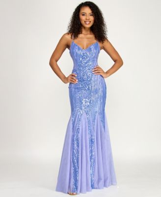 Juniors' Sequin Detail V-Neck Dress