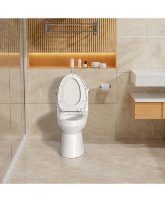 Ceramic One Piece Elongated Skirted Bathroom Fixture with Comfortable Seat Height and Soft-Closing Seat&Lid