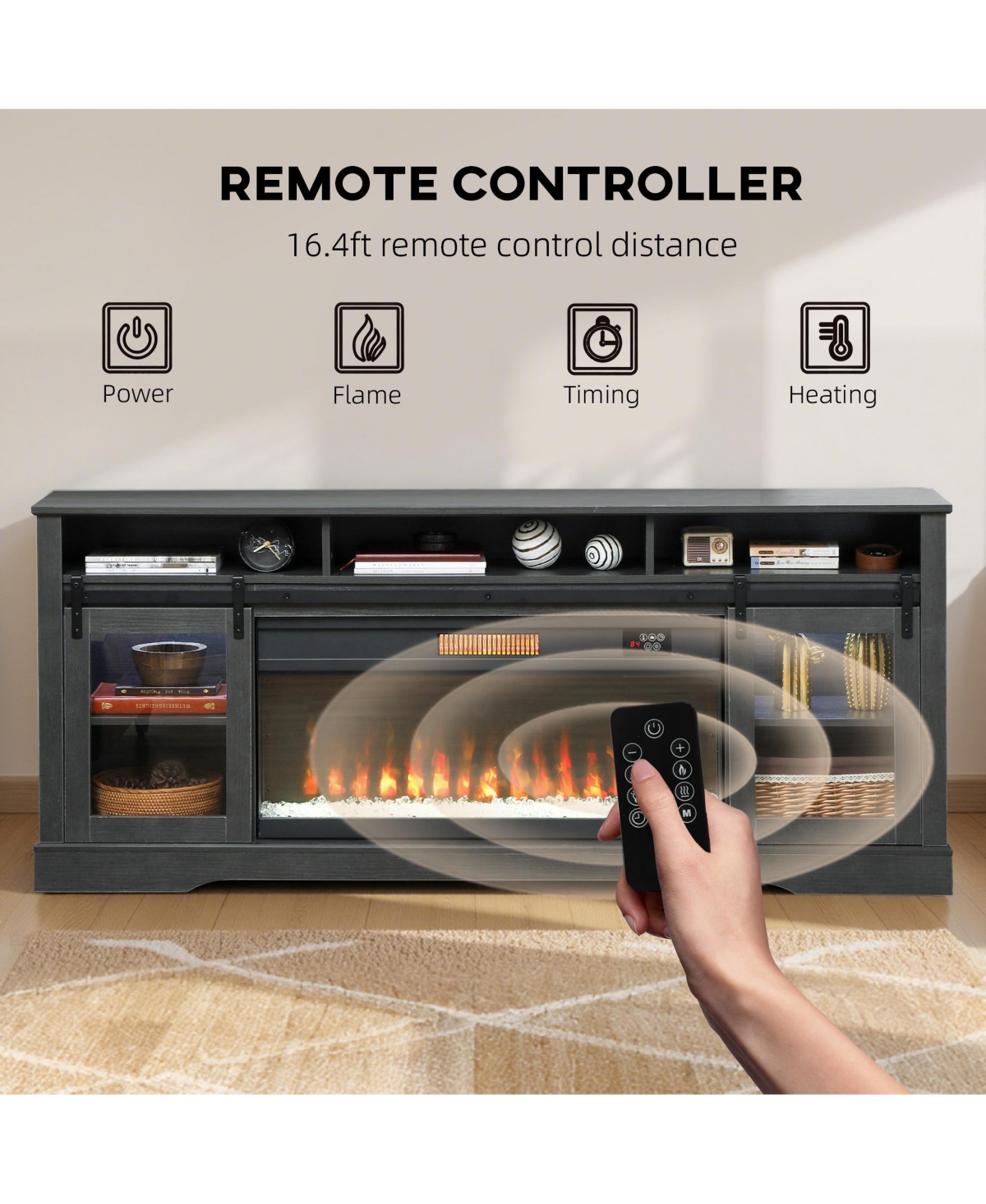 Homcom Modern Electric Fireplace Tv Sd for TVs Up to 80 Inches,