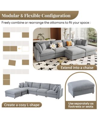 Modern Large U-Shape Sectional Sofa, 2 Large Chaise with Removable Ottomans for Living Room