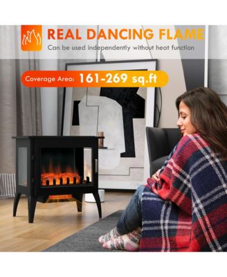 24" Electric Fireplace Stove with Realistic Flame, 1000W/1500W