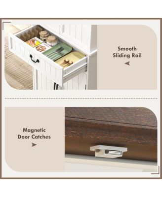 Farmhouse Kitchen Pantry Cabinet with Light, Storage Cabinet