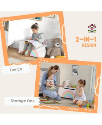 Kids Toy Box Chest, Lightweight Toy Organizer with Storage, Top Lid, and Side Handles for Nursery Room, Playroom, Bedroom, Aged 3-8 Years Old, 29.5" x 14.5" x 15", White