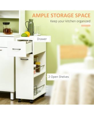 Utility Kitchen Cart Rolling Island with Drawer and Open Shelves