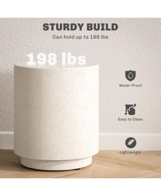 Accent Table with Concrete Finish, Round Side Table, Light