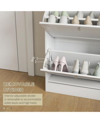 Slim Shoe Cabinet with 2 Flip Drawers & Adjustable Shelves,