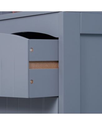 Bathroom Storage Cabinet Tall Free Sding Linen Tower w/ 3-Tier Shelf