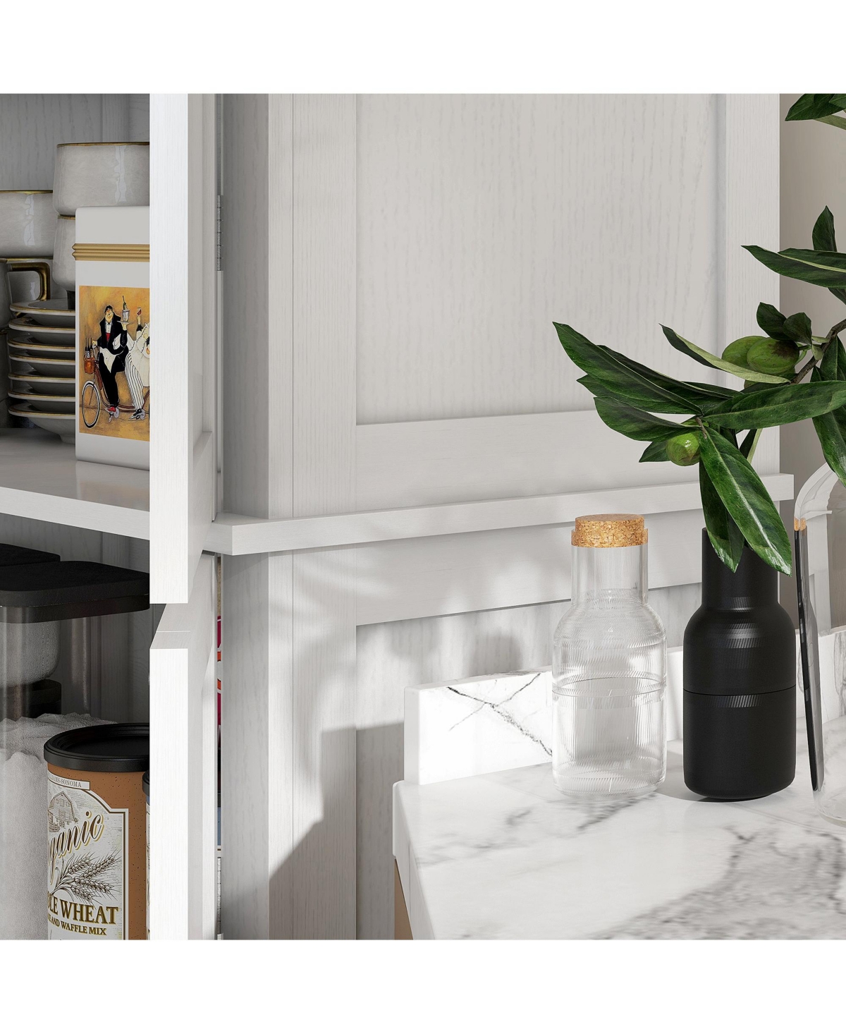 Homcom 72" Kitchen Pantry Storage Cabinet with 4 Doors, Wood Grain