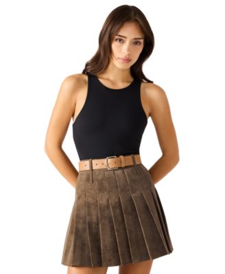 Women's High-Low Textured Harness Buckle Wide Belt