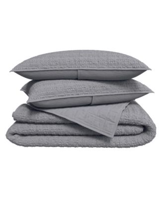 3-Pc. 100% Cotton Honeycomb Waffle Garment Washed Quilt Set