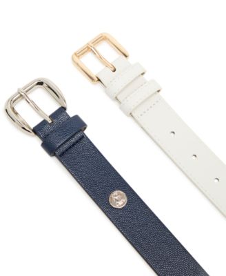 Women's Grain and Double Keeper Buckle 2-Pc Wide Belt