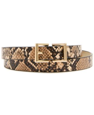 Women's Roller, Double Square Buckle Python 3-Pc Textured Belt
