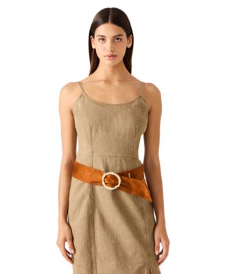 Women's Hammered Circle Buckle Sash Belt